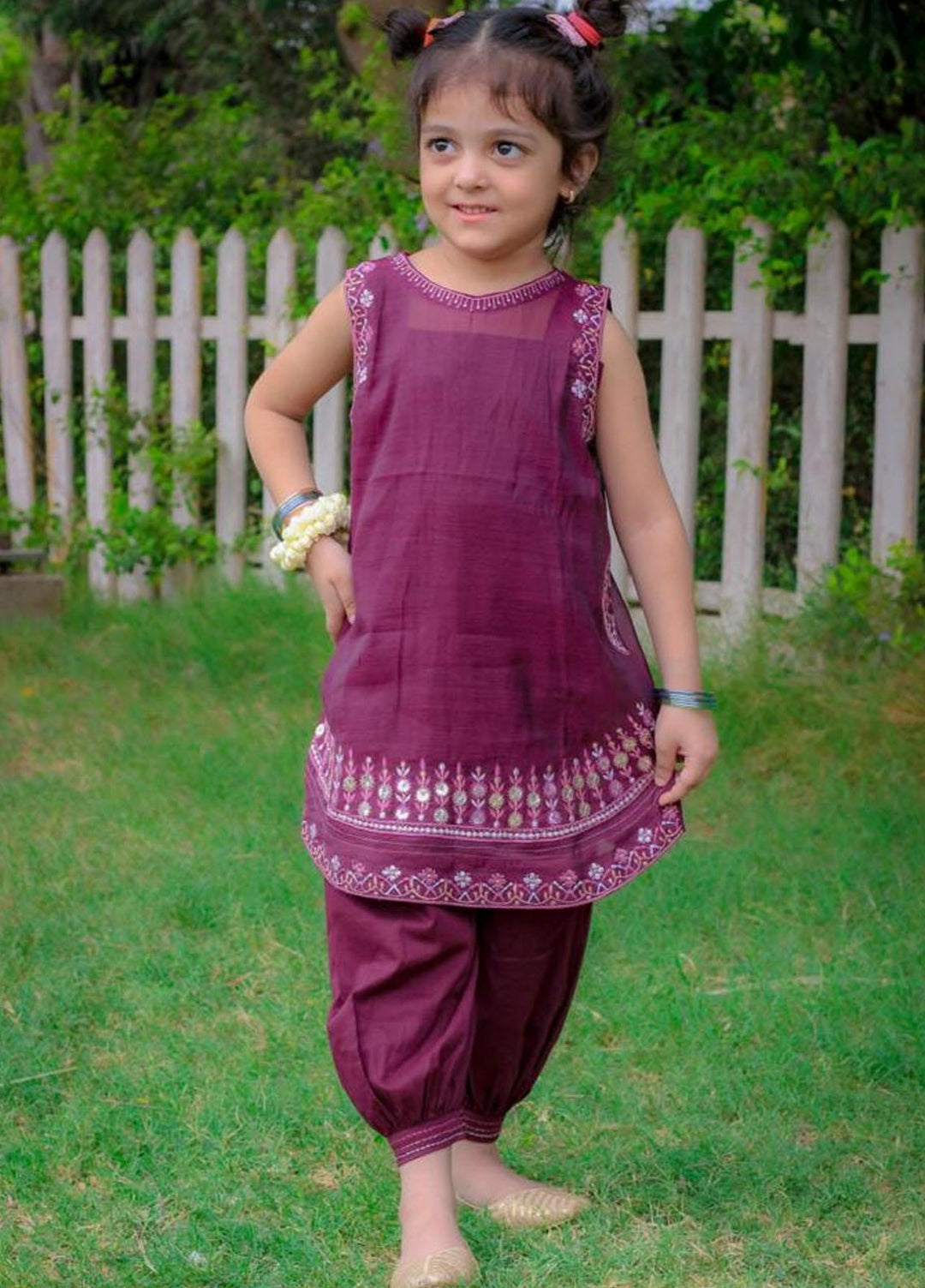 Sania Khan Cotton Fancy 2 Piece Suit for Kids - K-01 Purple