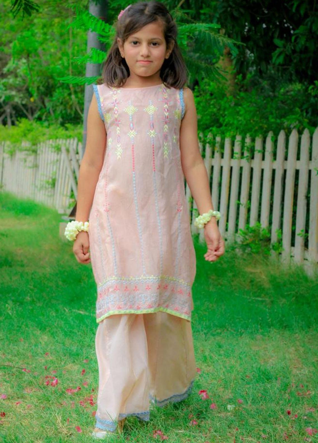 Sania Khan Cotton Silk Fancy 2 Piece Suit for Kids - K-03 Peachy Pink