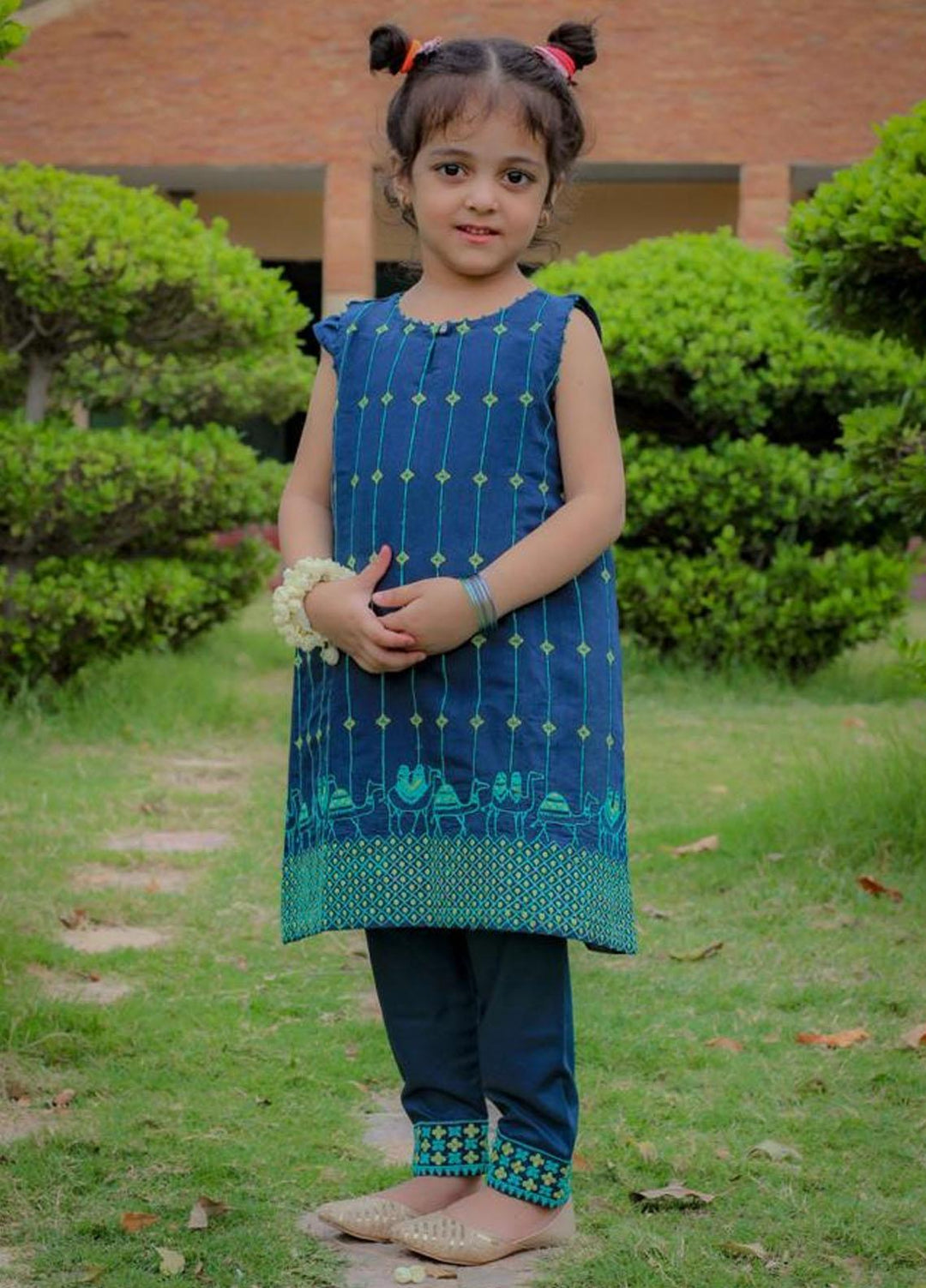 Sania Khan Cotton Fancy 2 Piece Suit for Kids -  K-05 Teal