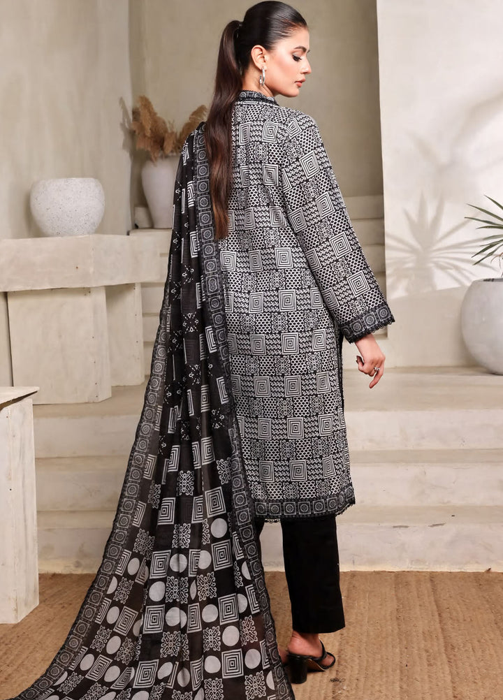 Saphron Printed Lawn Suits Unstitched 3 Piece SPH25BNW D-06 - Black & White Collection