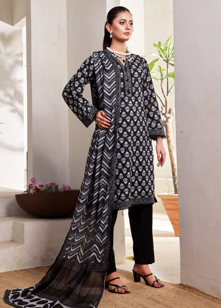 Saphron Printed Lawn Suits Unstitched 3 Piece SPH25BNW D-08 - Black & White Collection