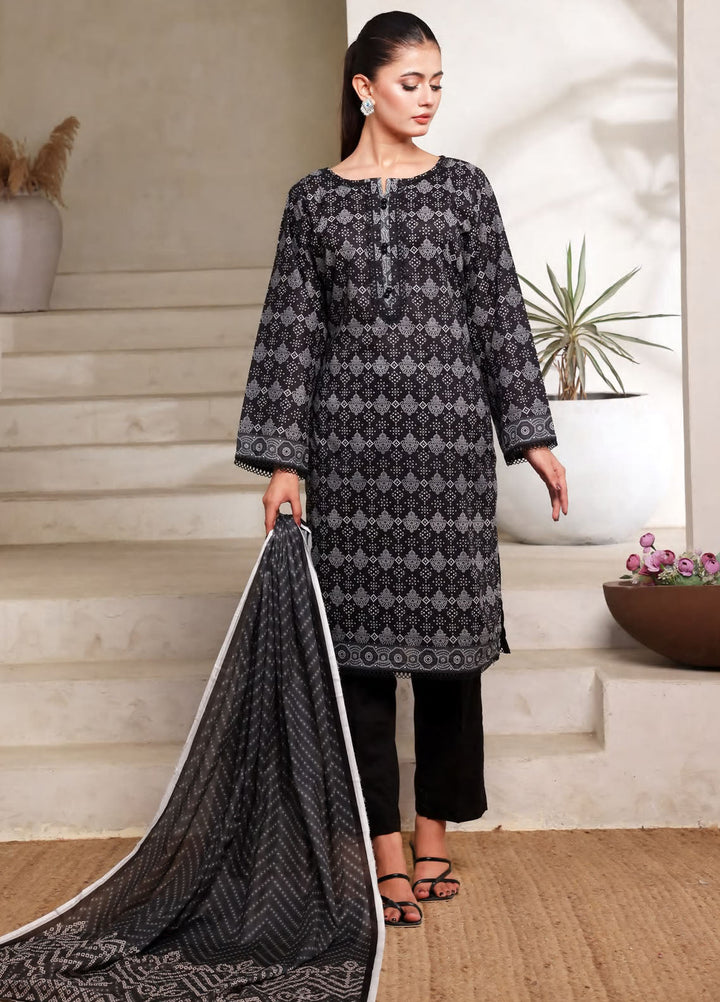 Saphron Printed Lawn Suits Unstitched 3 Piece SPH25BNW D-09 - Black & White Collection