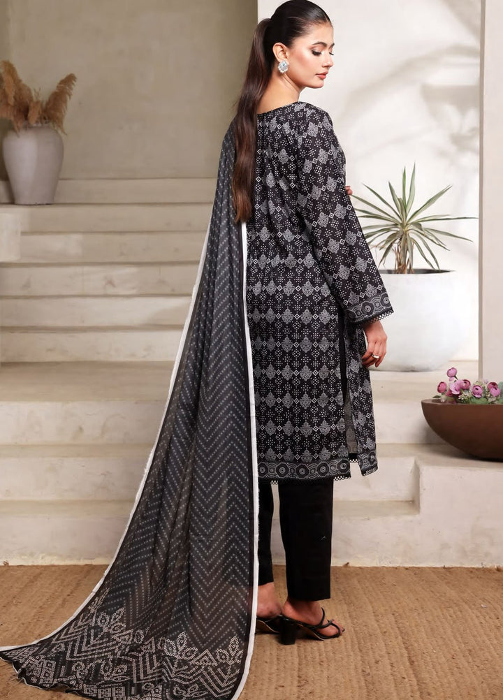 Saphron Printed Lawn Suits Unstitched 3 Piece SPH25BNW D-09 - Black & White Collection