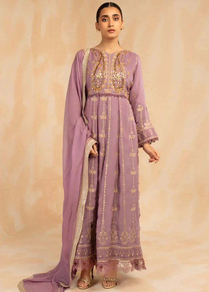 Sara Jahan Pret Embroidered Chiffon 3 Piece Suit Lilac