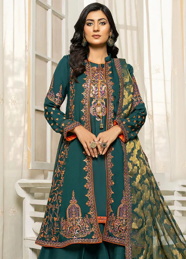 Sara Jahan Pret Embroidered Chiffon 3 Piece Suit Mahpara
