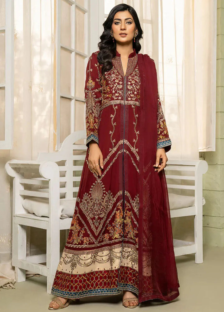 Sara Jahan Pret Embroidered Chiffon 3 Piece Suit Mehru