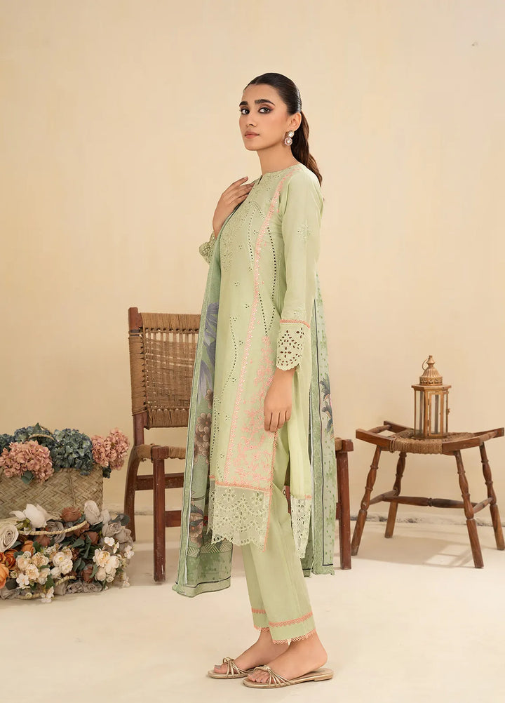 Sara Jahan Pret Embroidered Cotton 3 Piece Suit Evergreen