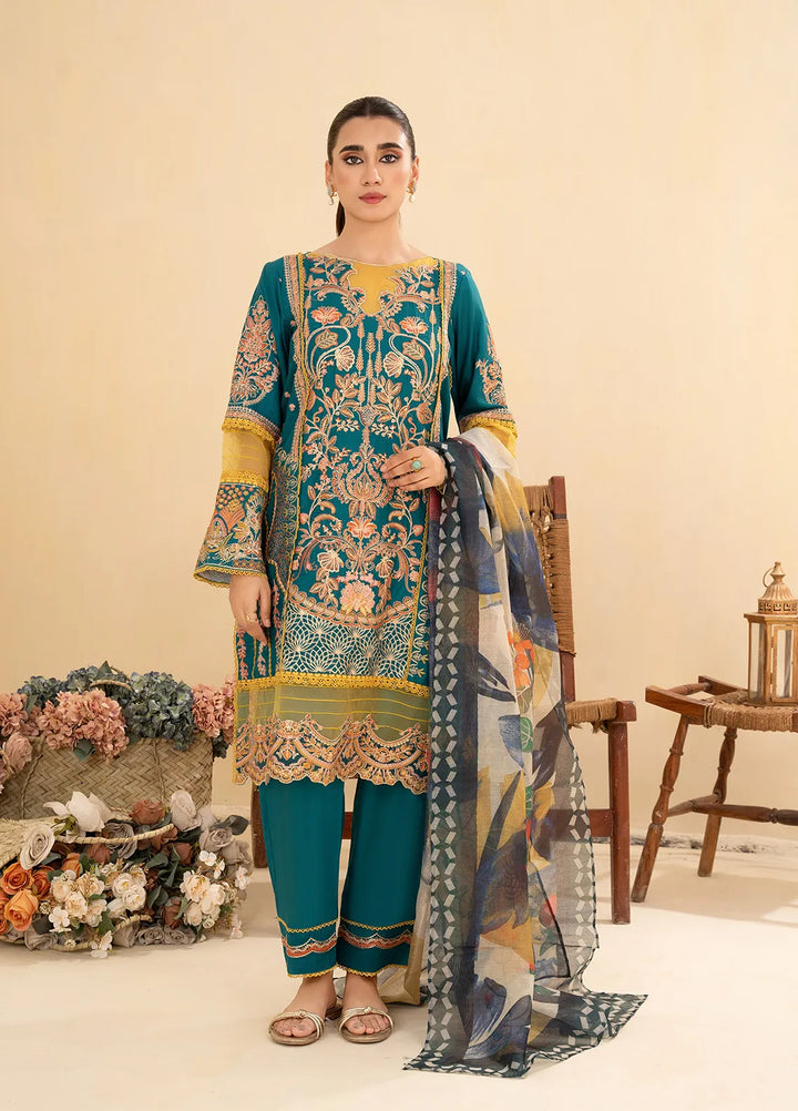 Sara Jahan Pret Embroidered Cotton 3 Piece Suit Riwayat