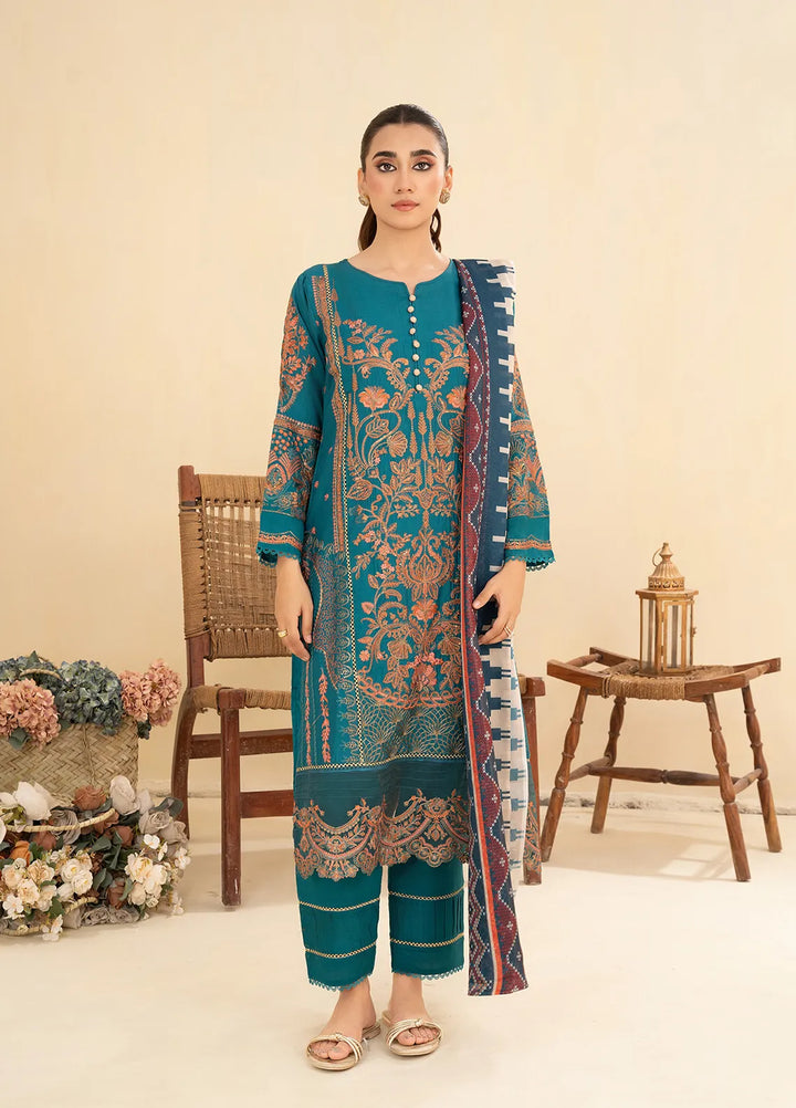 Sara Jahan Pret Embroidered Cotton 3 Piece Suit Safeera