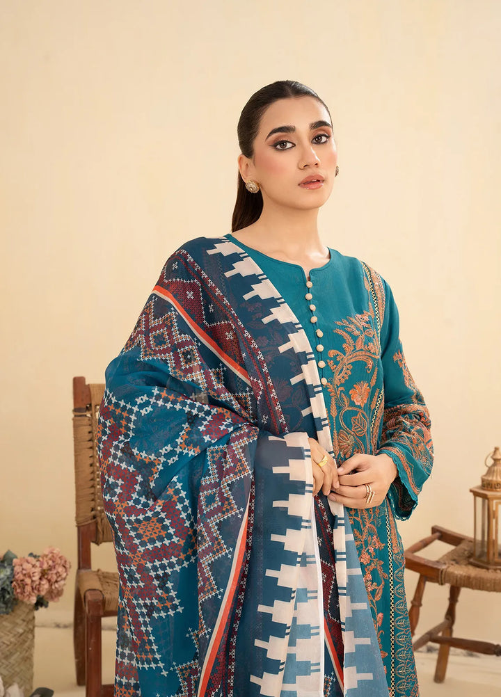Sara Jahan Pret Embroidered Cotton 3 Piece Suit Safeera