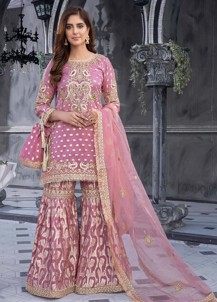 Sara Jahan Pret Embroidered Organza 3 Piece Suit Pinki Crown