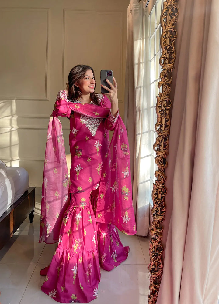 Sara Jahan Pret Printed Poly 3 Piece Suit Mushq