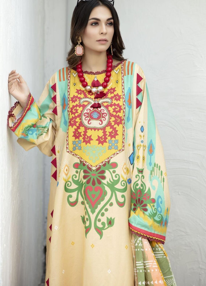 Sarang Prints by Ittehad Textiles Printed Lawn Suits Unstitched 3 Piece IT21SP 17 SP-ROUGE LVORY - Summer Collection