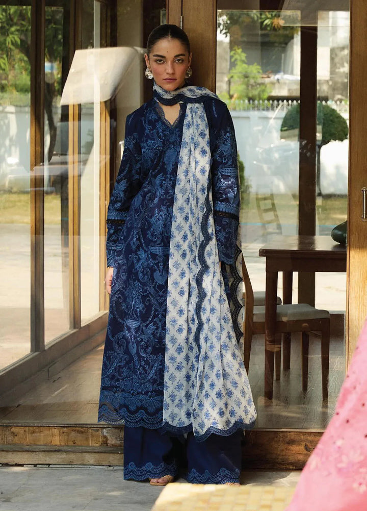 Satori by Zara Shahjahan Embroidered Lawn Suit Unstitched 3 Piece ZS25SL D-09 B Sei - Summer Collection