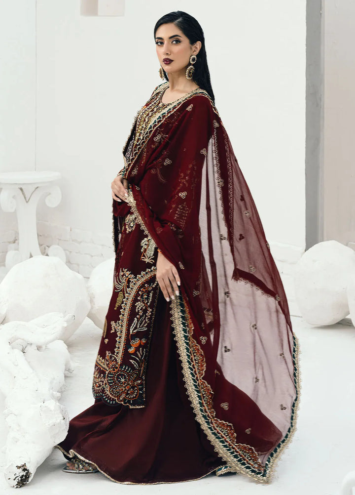 Savoir by Sahane Embroidered Chiffon Suits Unstitched 3 Piece CT-140002 Rouge - Luxury Collection