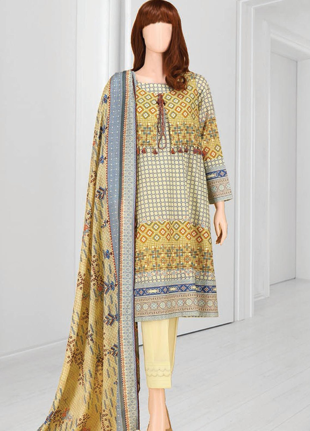 Mushk By Saya Printed Lawn Suits Unstitched 3 Piece SY21MUY-2108-5A AMBER - Summer Collection