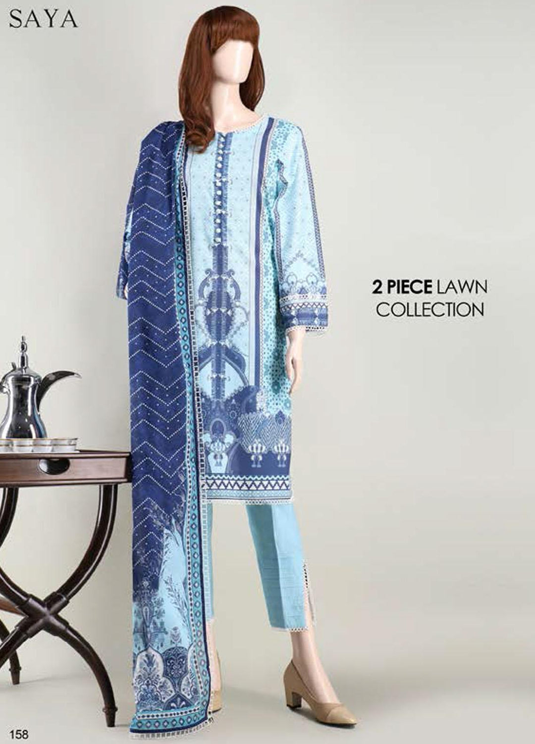 Saya Embroidered Lawn Suits Unstitched 2 Piece SY21SS AJRAK MANIA (UB-2023-02D) - Spring / Summer Collection