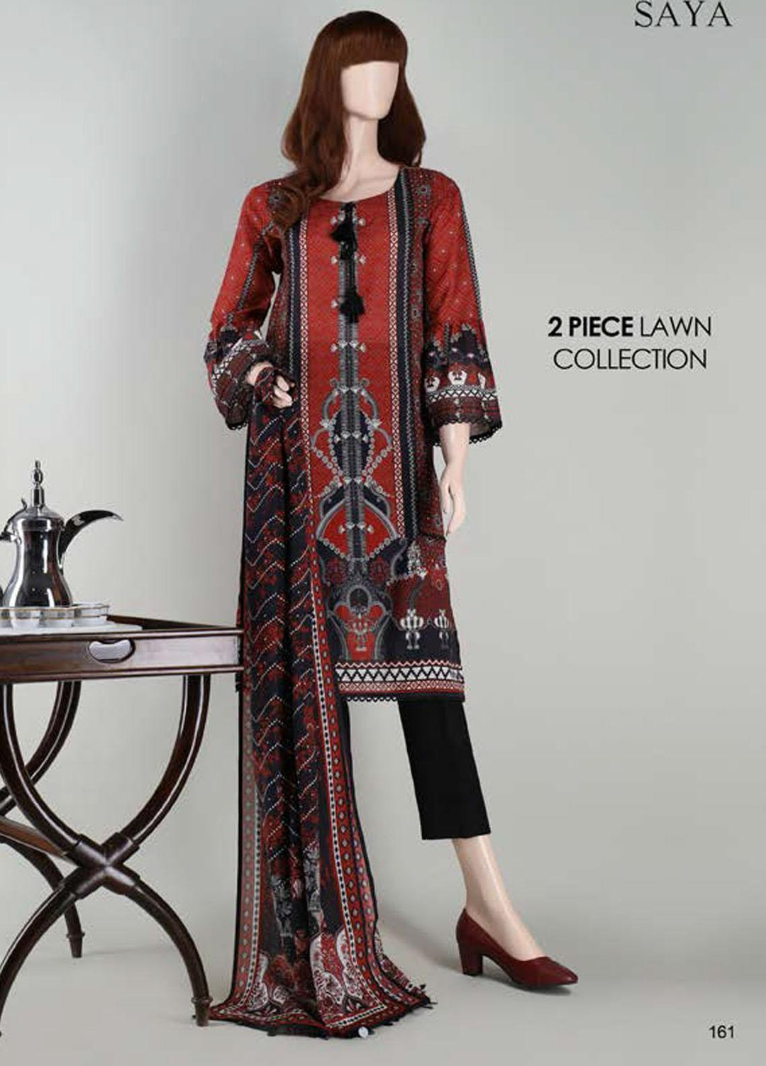 Saya Embroidered Lawn Suits Unstitched 2 Piece SY21SS AJRAK MANIA (UR-2023-02C) - Spring / Summer Collection