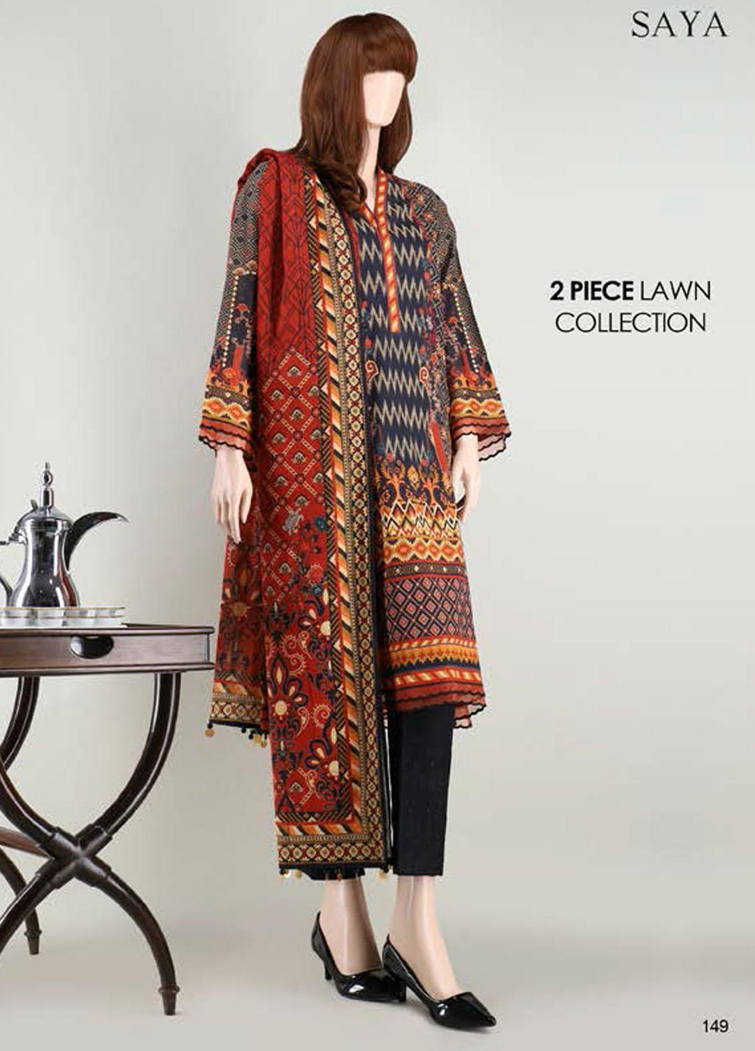Saya Embroidered Lawn Suits Unstitched 2 Piece SY21SS CONTRASTING MAGIC (UB-2023-17C) - Spring / Summer Collection