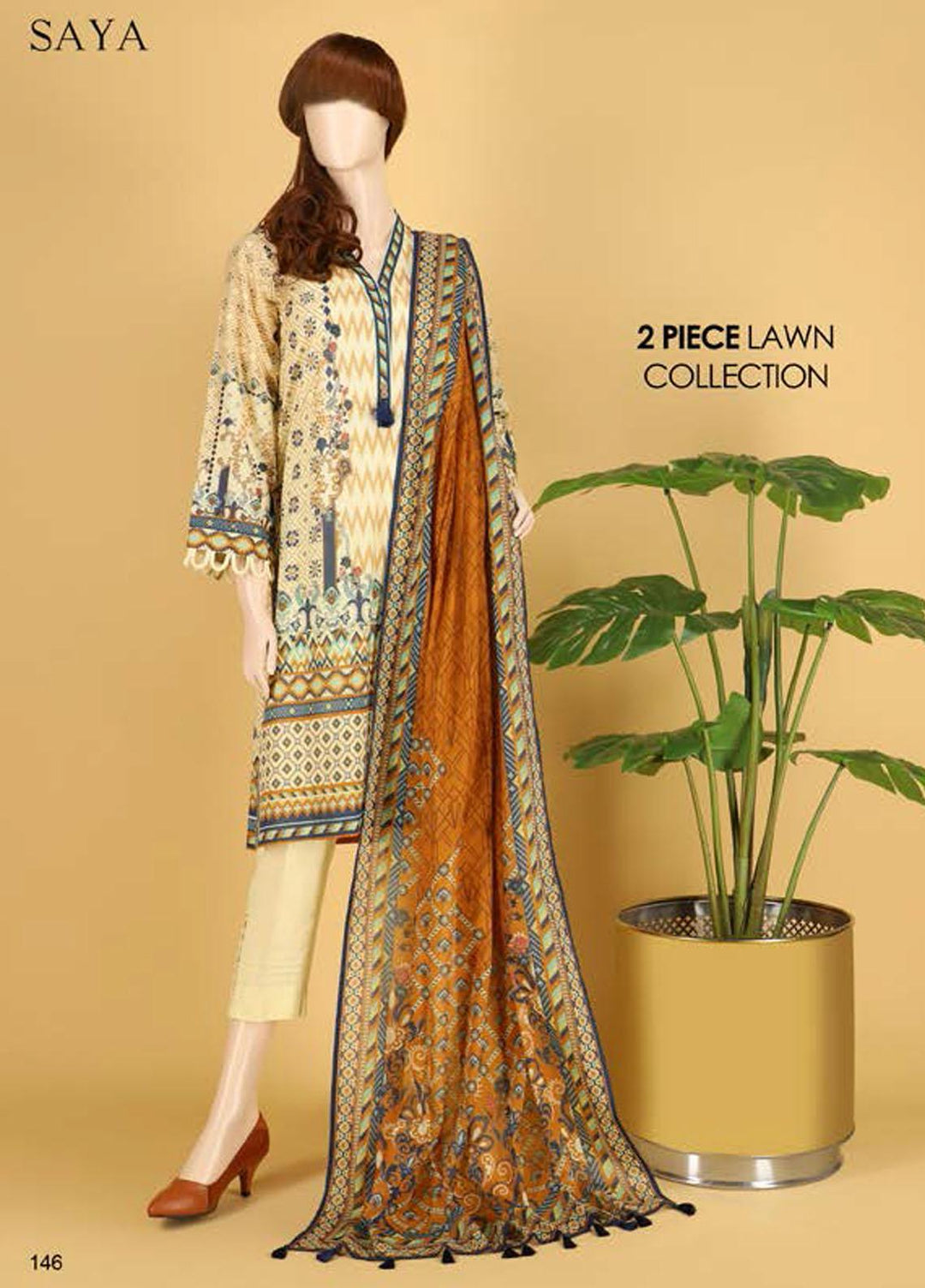 Saya Embroidered Lawn Suits Unstitched 2 Piece SY21SS CONTRASTING MAGIC (UY-2023-17A) - Spring / Summer Collection