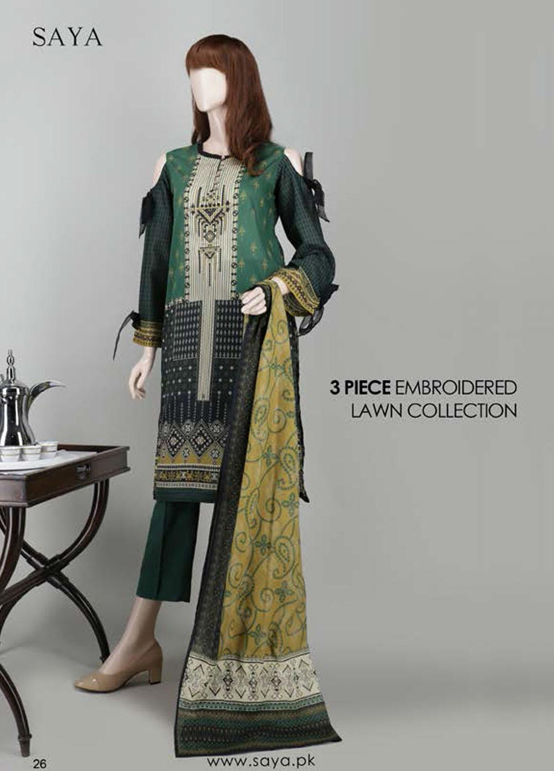 Saya Embroidered Lawn Suits Unstitched 3 Piece SY21SS EMPRESS (UG-2023-22D) - Spring / Summer Collection