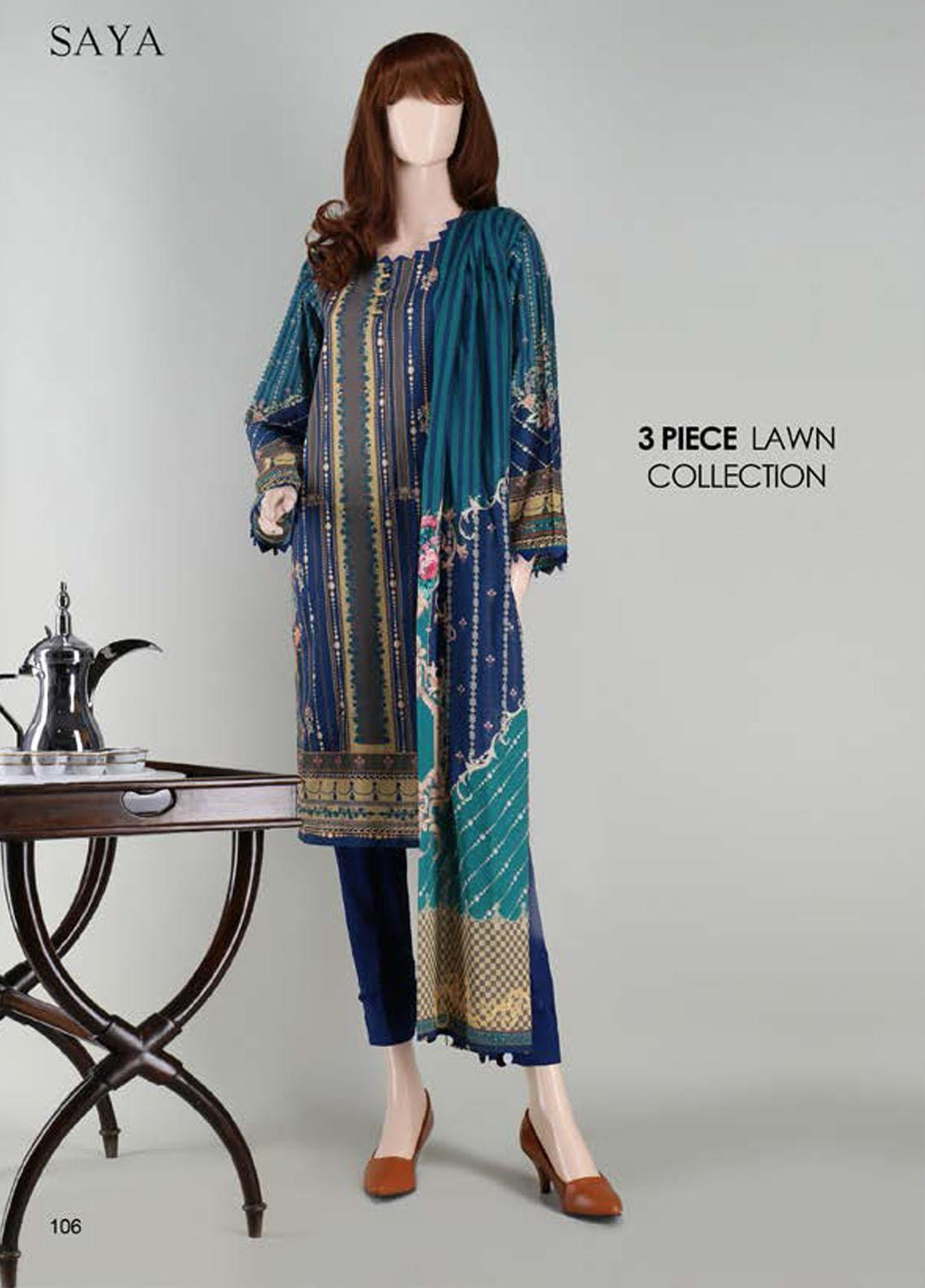 Saya Embroidered Lawn Suits Unstitched 3 Piece SY21SS FLORAL DROPLETS (UB-2023-20D) - Spring / Summer Collection