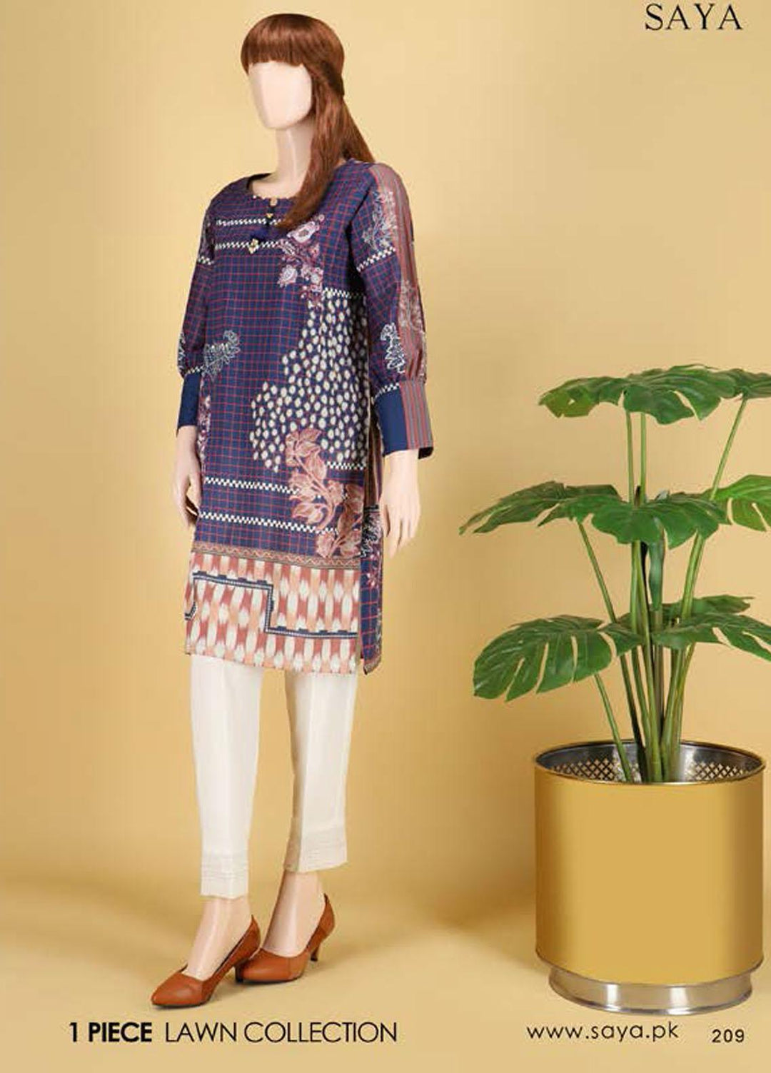 Saya Embroidered Lawn Unstitched Kurties SY21SS FLORAL FANTASY (UP-2103-09C) - Spring / Summer Collection