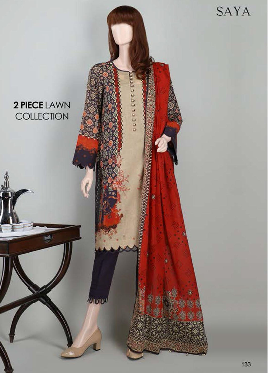 Saya Embroidered Lawn Suits Unstitched 2 Piece SY21SS FLORYN (UG-2023-23B) - Spring / Summer Collection
