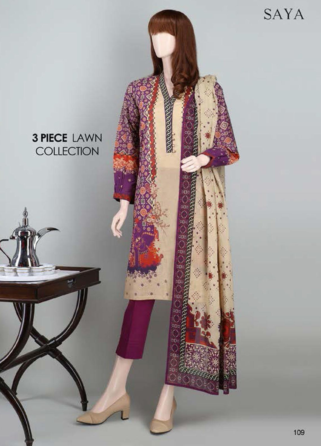 Saya Embroidered Lawn Suits Unstitched 3 Piece SY21SS FLORYN (UP-2023-23C) - Spring / Summer Collection