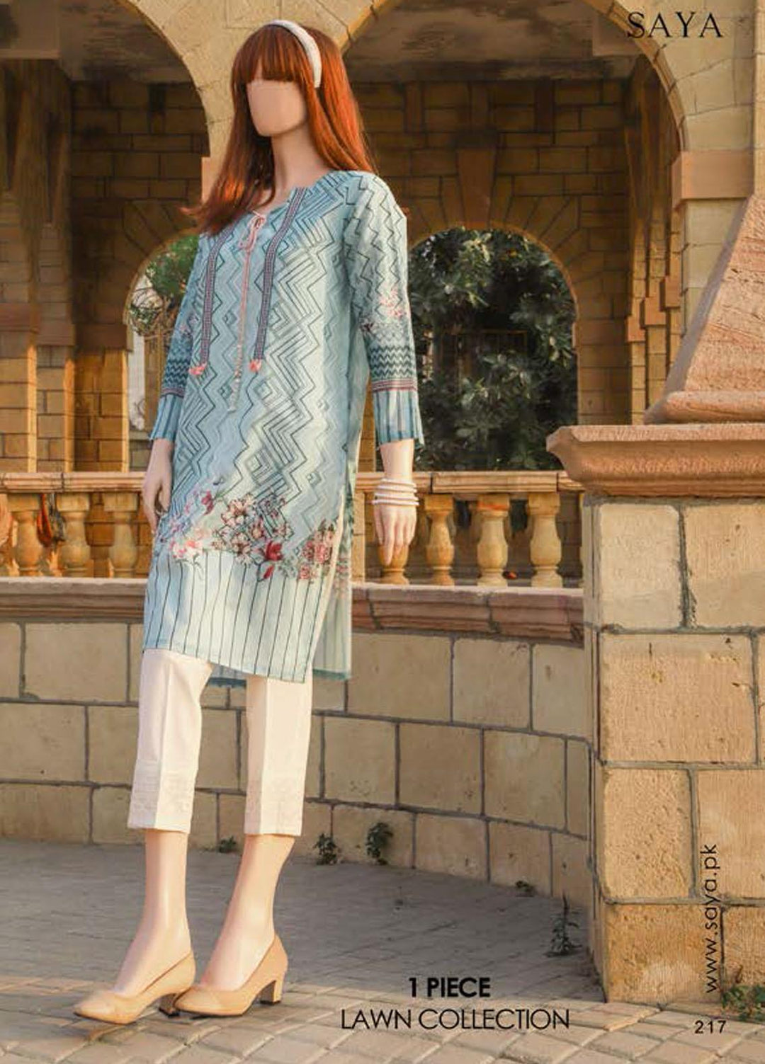 Saya Embroidered Lawn Unstitched Kurties SY21SS FLUTTER BYE (UB-2103-13C) - Spring / Summer Collection