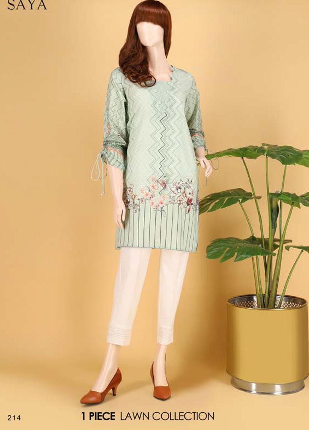 Saya Embroidered Lawn Unstitched Kurties SY21SS FLUTTER BYE (UG-2103-13B) - Spring / Summer Collection