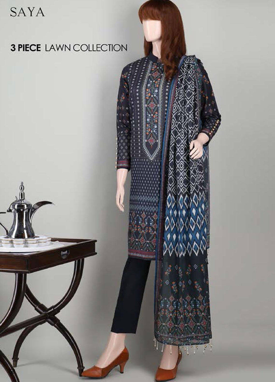 Saya Embroidered Lawn Suits Unstitched 3 Piece SY21SS FRESH CITRON (UB-2101-15A) - Spring / Summer Collection