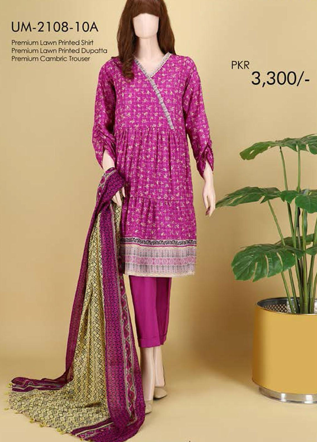 Saya Embroidered Lawn Suits Unstitched 3 Piece SY21SS HAYA (UM-2108-10A) - Spring / Summer Collection