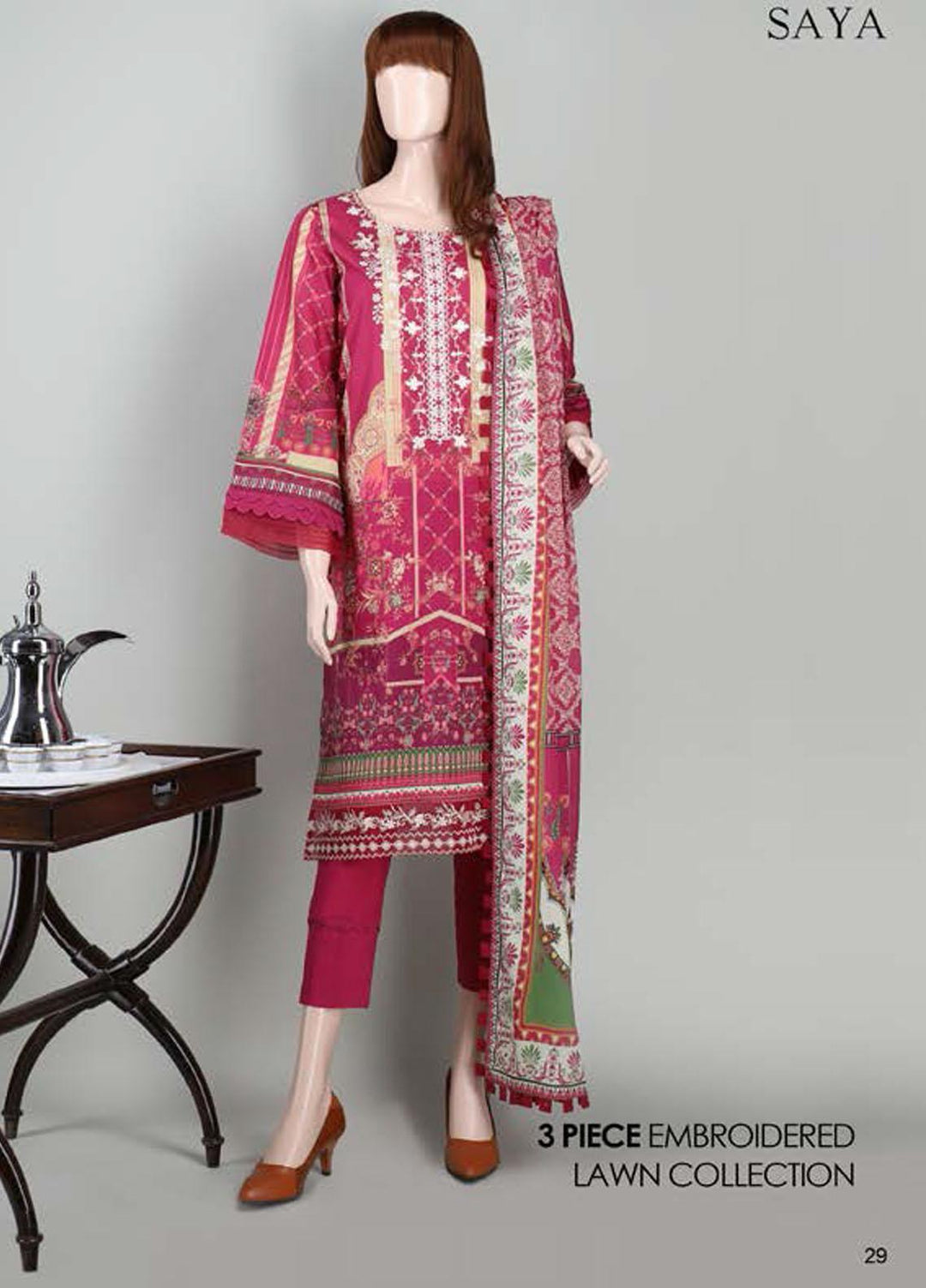 Saya Embroidered Lawn Suits Unstitched 3 Piece SY21SS IN BLOCKS (UF-2023-21B) - Spring / Summer Collection