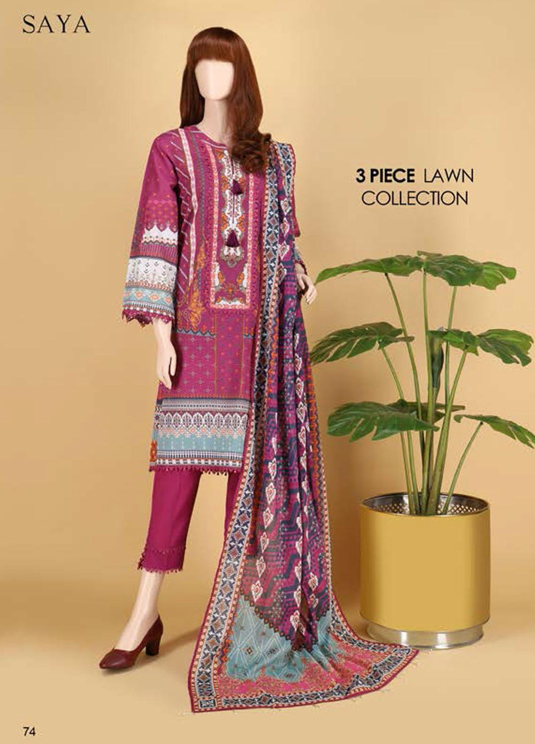 Saya Embroidered Lawn Suits Unstitched 3 Piece SY21SS IN THE LIGHT (UP-2023-01B) - Spring / Summer Collection