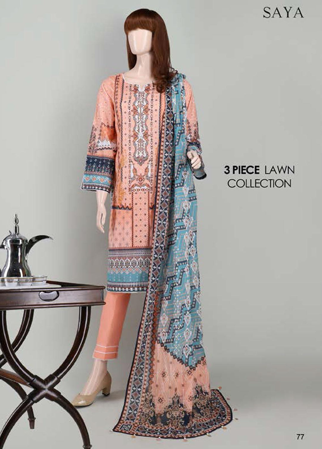 Saya Embroidered Lawn Suits Unstitched 3 Piece SY21SS IN THE LIGHT (UP-2023-01A) - Spring / Summer Collection