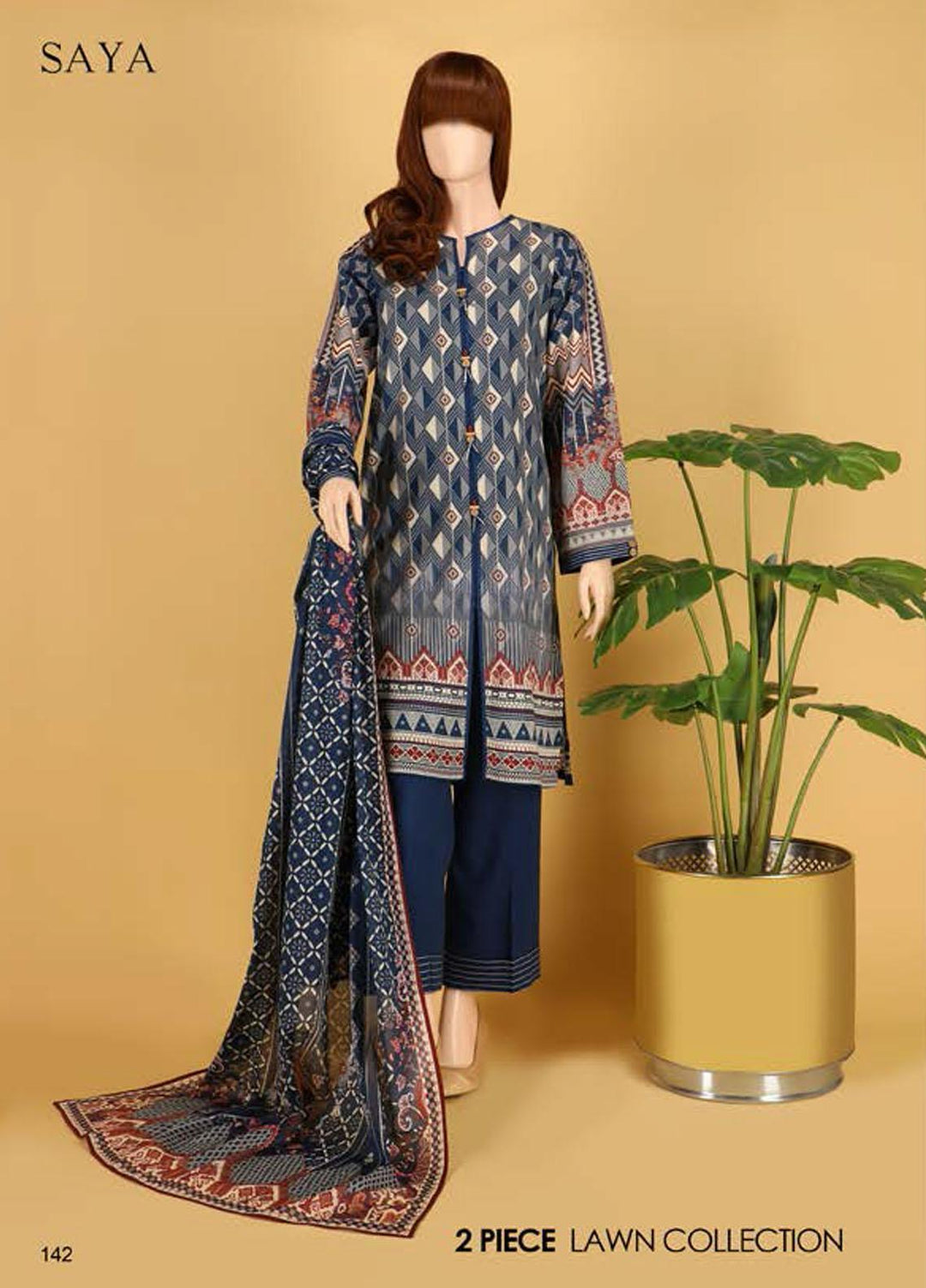 Saya Embroidered Lawn Suits Unstitched 2 Piece SY21SS INDULGENCE (UB-2023-07E) - Spring / Summer Collection