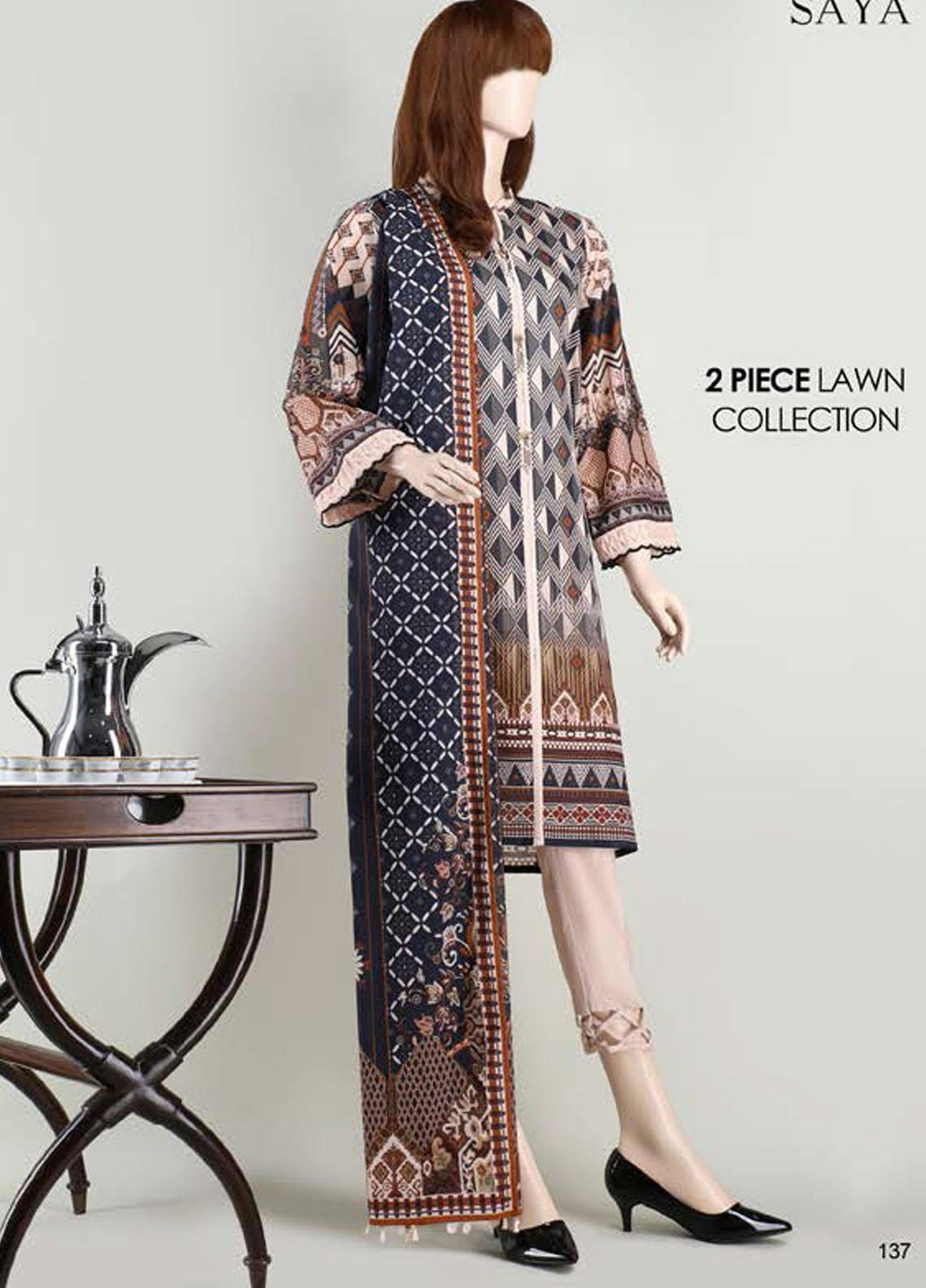 Saya Embroidered Lawn Suits Unstitched 2 Piece SY21SS INULGENCE (UB-2023-07A) - Spring / Summer Collection