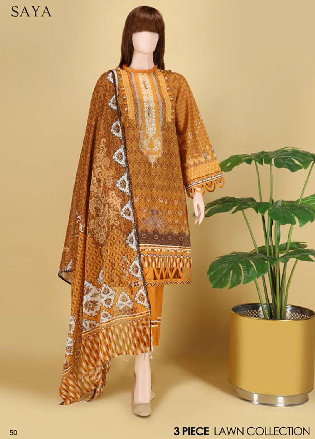 Saya Embroidered Lawn Suits Unstitched 3 Piece SY21SS JADE MIST (UB-2101-18B) - Spring / Summer Collection
