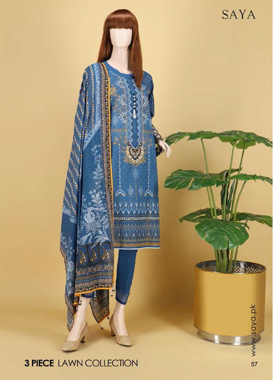 Saya Embroidered Lawn Suits Unstitched 3 Piece SY21SS MEADOWS (UB-2101-17B) - Spring / Summer Collection