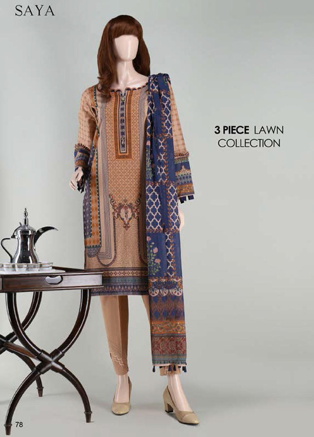 Saya Embroidered Lawn Suits Unstitched 3 Piece SY21SS MEDALLION (UB-2023-03A) - Spring / Summer Collection