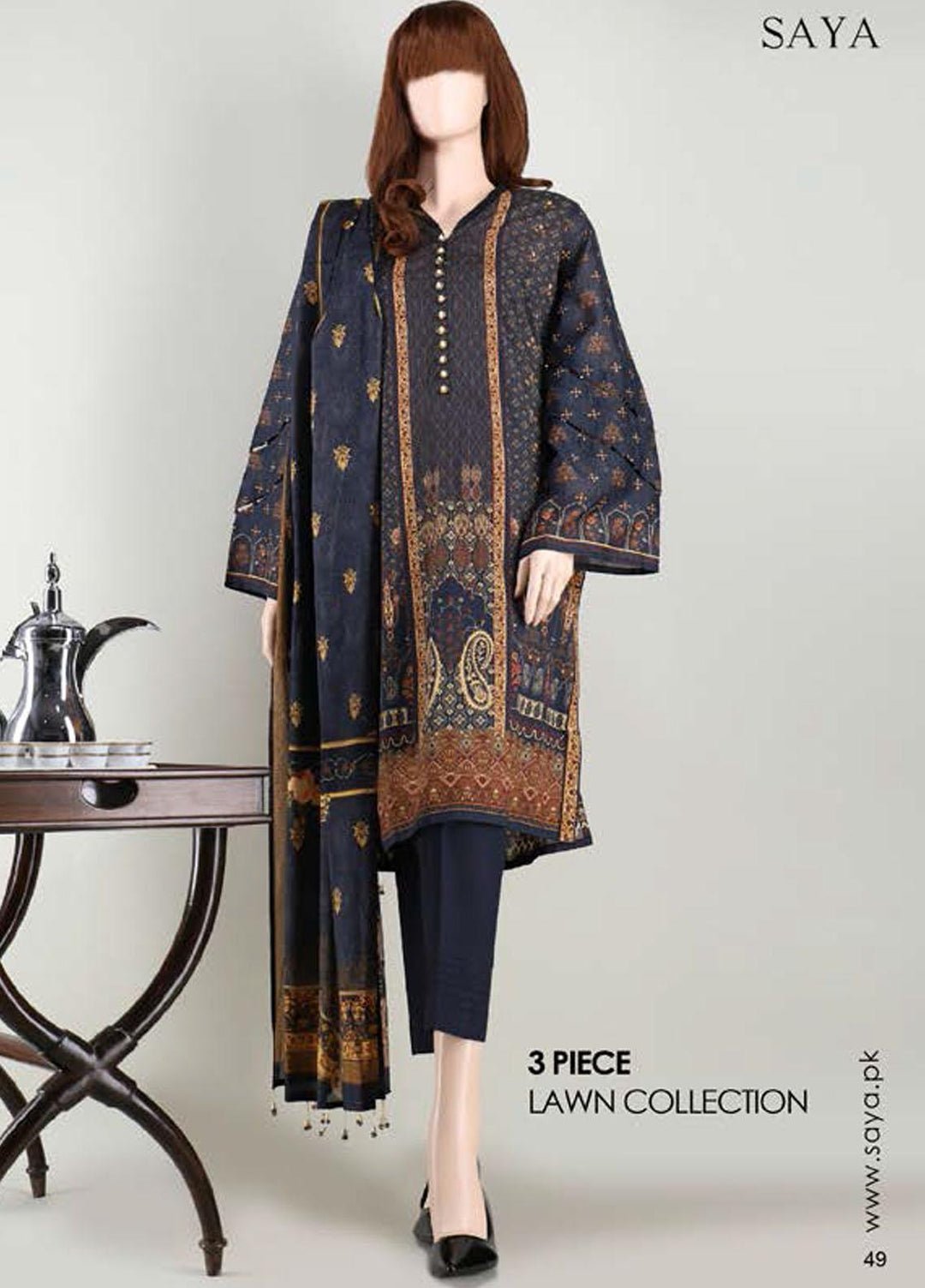 Saya Embroidered Lawn Suits Unstitched 3 Piece SY21SS MORNING HAZE (UB-2101-16C) - Spring / Summer Collection