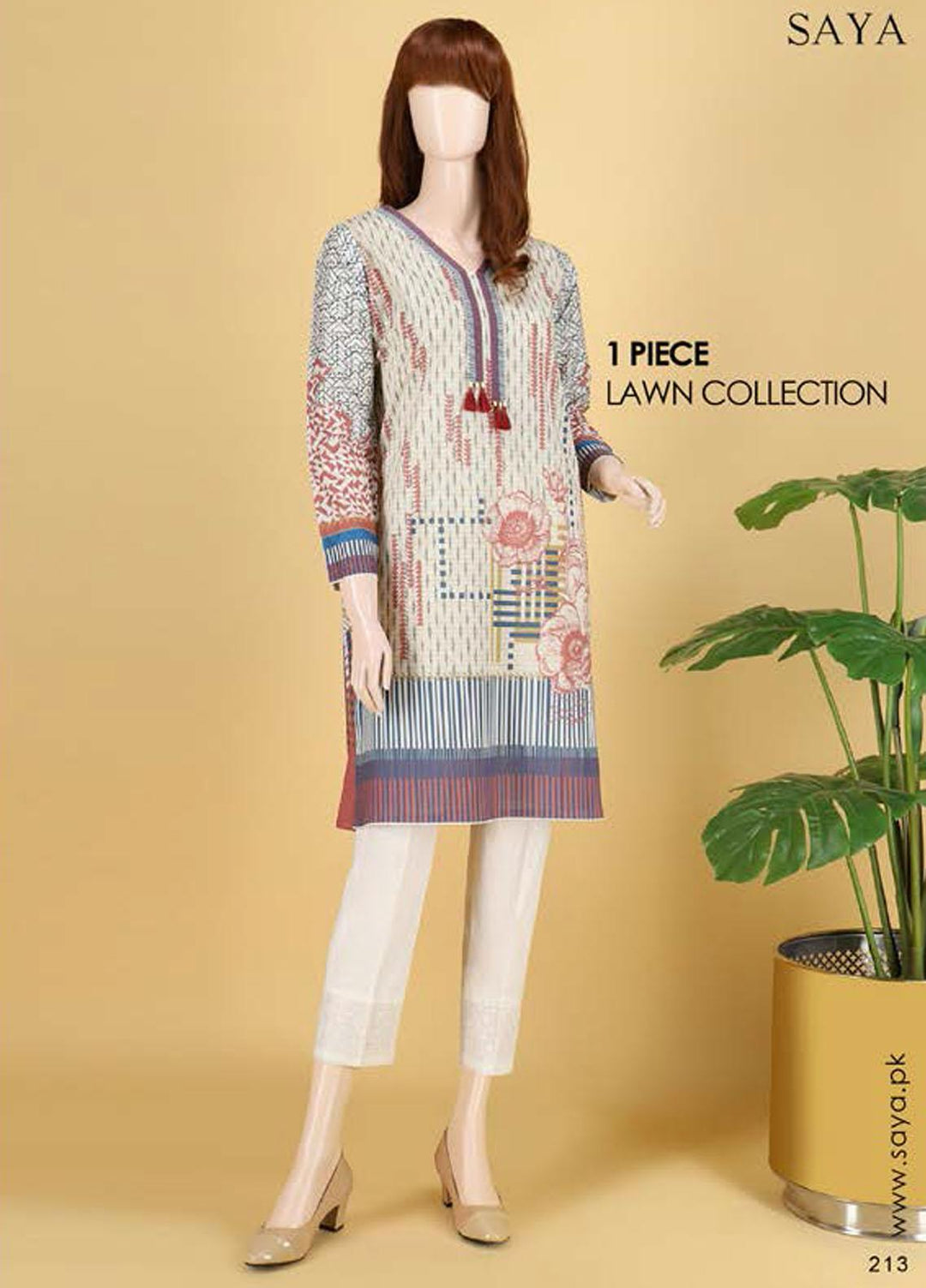 Saya Embroidered Lawn Unstitched Kurties SY21SS NEUTRAL FRENZY (UB-2103-12B) - Spring / Summer Collection