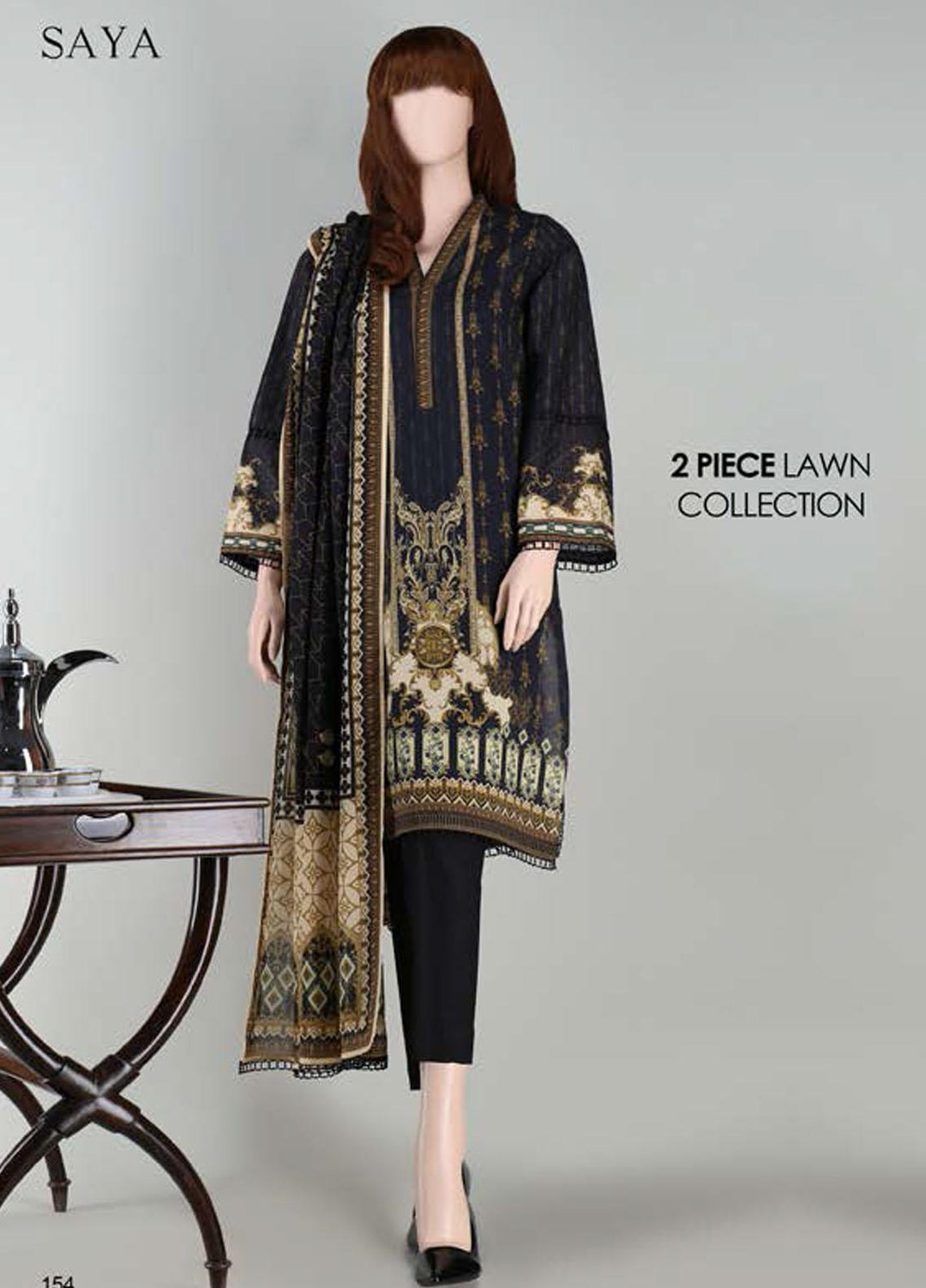 Saya Embroidered Lawn Suits Unstitched 2 Piece SY21SS NIGHT LIGHT (UB-2023-14A) - Spring / Summer Collection