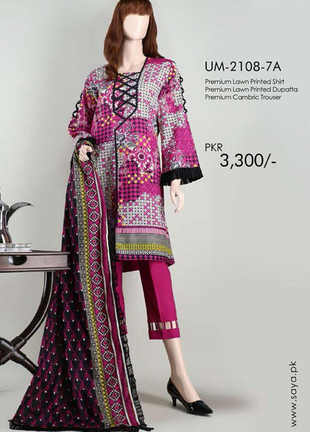 Saya Embroidered Lawn Suits Unstitched 3 Piece SY21SS NOOREH (UM-2108-7A) - Spring / Summer Collection