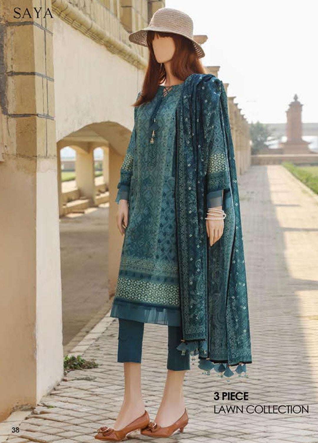 Saya Embroidered Lawn Suits Unstitched 3 Piece SY21SS NOSTALGIC MOTION (UG-2101-12C) - Spring / Summer Collection