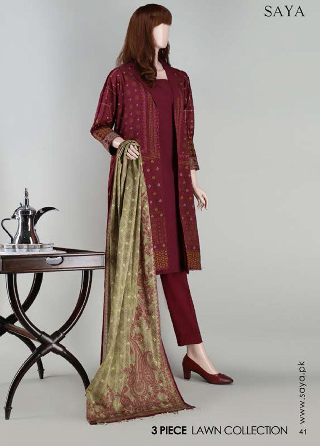 Saya Embroidered Lawn Suits Unstitched 3 Piece SY21SS NOSTALGIC MOTION (UP-2101-12A) - Spring / Summer Collection