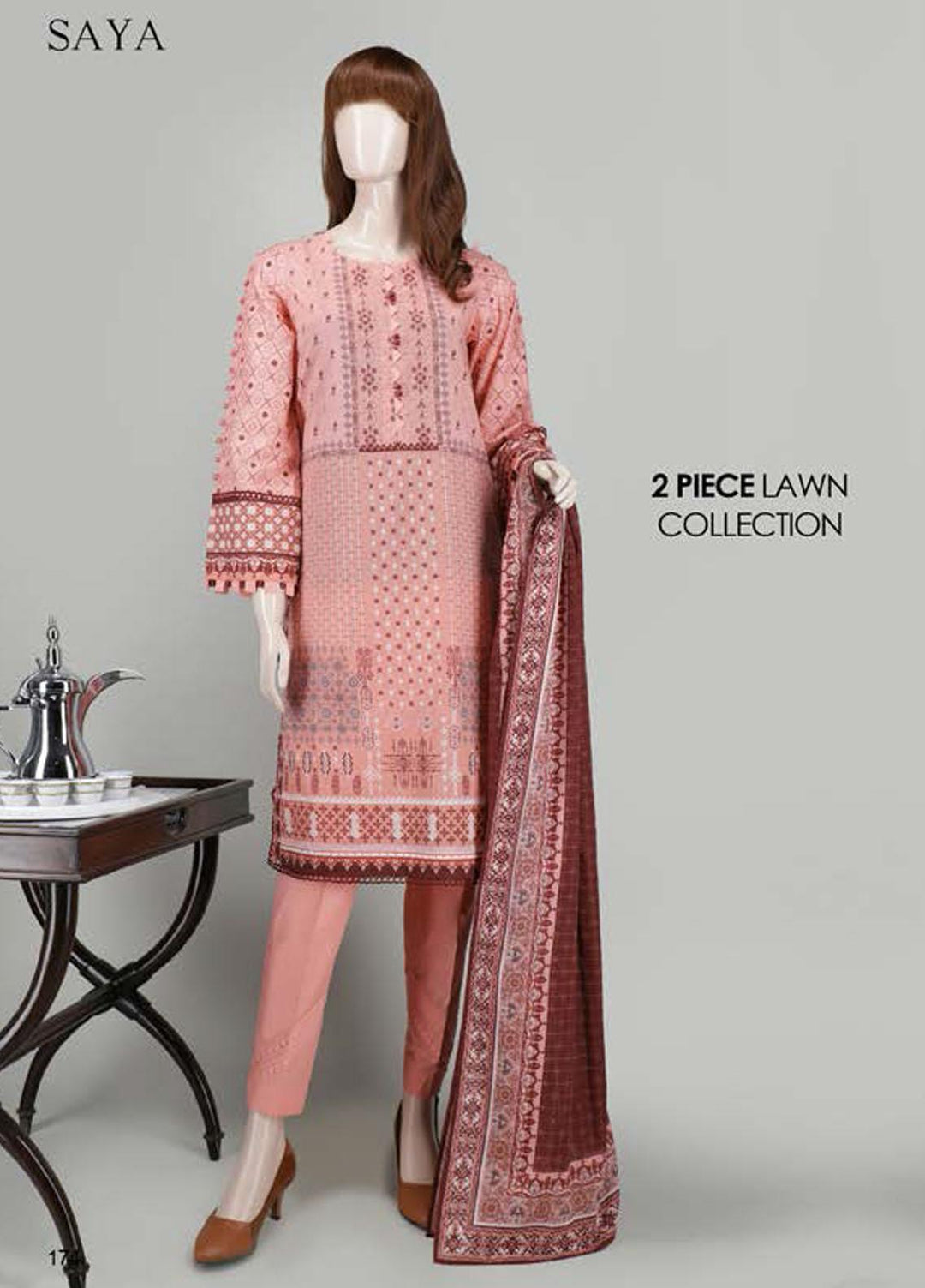 Saya Embroidered Lawn Suits Unstitched 2 Piece SY21SS POWDER PEARL (UP-2023-08A) - Spring / Summer Collection