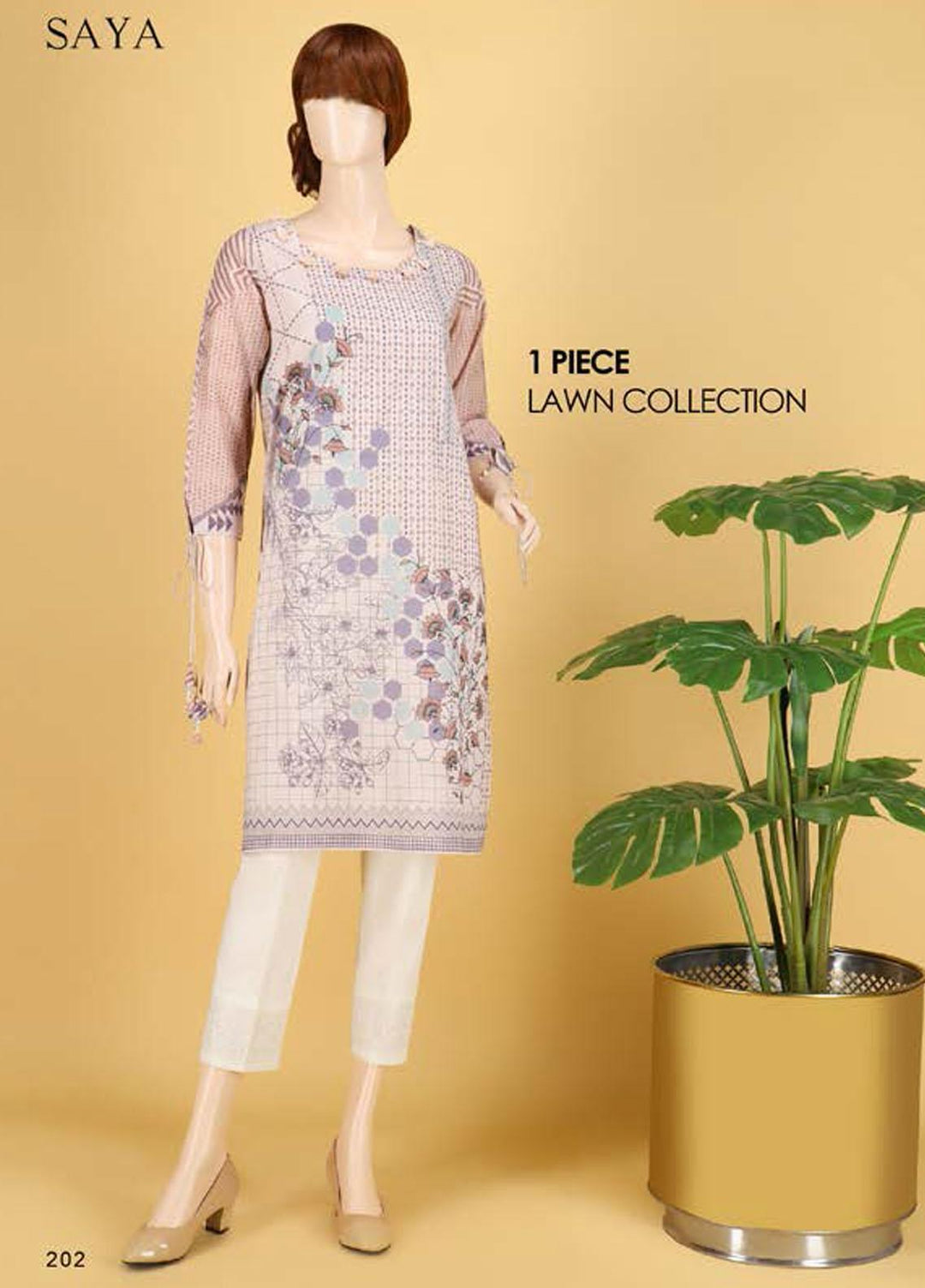 Saya Embroidered Lawn Unstitched Kurties SY21SS RAZZLE DAZZLE (UP-2103-08B) - Spring / Summer Collection