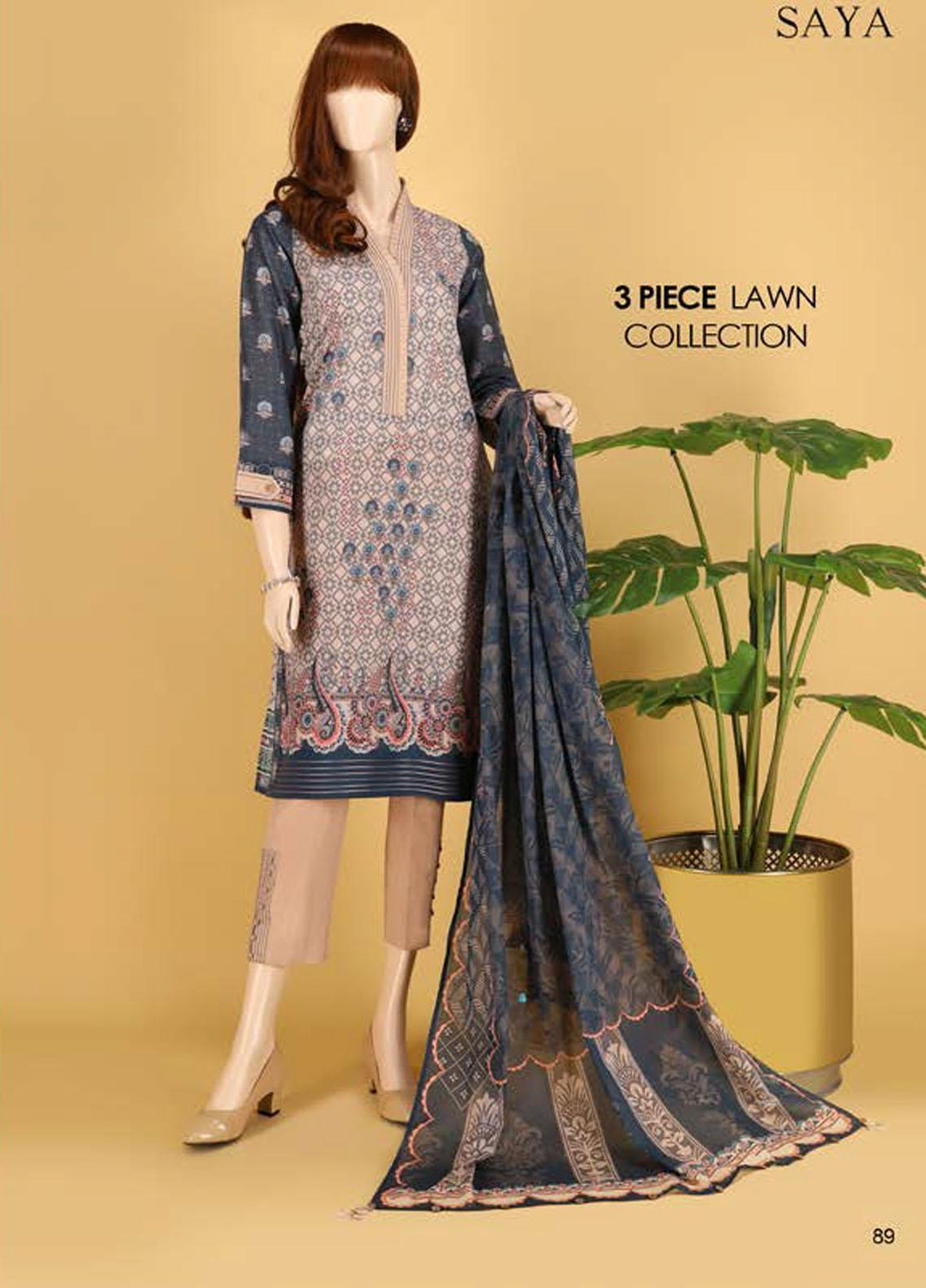 Saya Embroidered Lawn Suits Unstitched 3 Piece SY21SS RHYTHM (UG-2023-11A) - Spring / Summer Collection